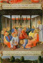 A lavagem dos pés, detalhe do painel três do tesouro de prata de Santissima Annunziata, c.1450-53 (têmpera no painel)
